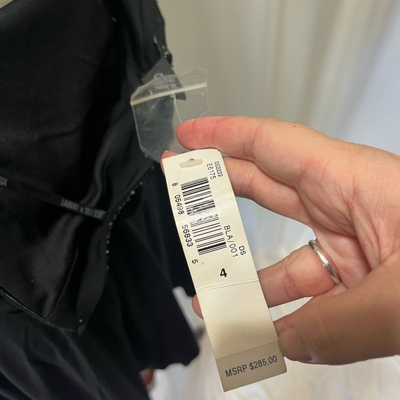 Laundry by Shelli Segal black beaded strapless dress with handkerchief hem - Picture 10 of 12